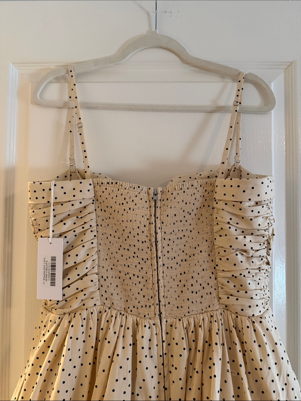 Reformation Kastoria “Salt and Pepper” Polka Dot Convertible Formal Gown - Sz 12 - Picture 9 of 9